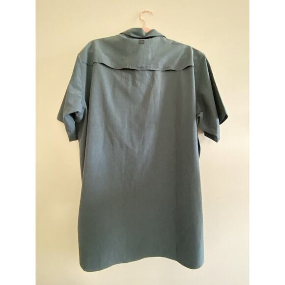 NEW DAKOTA GRIZZLY Men's Barkley Button Down Short-Sleeve Shirt Blue Vuori Large - Picture 8 of 8